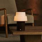 Lio Dark Brown Wood & Glass Cordless Table Lamp