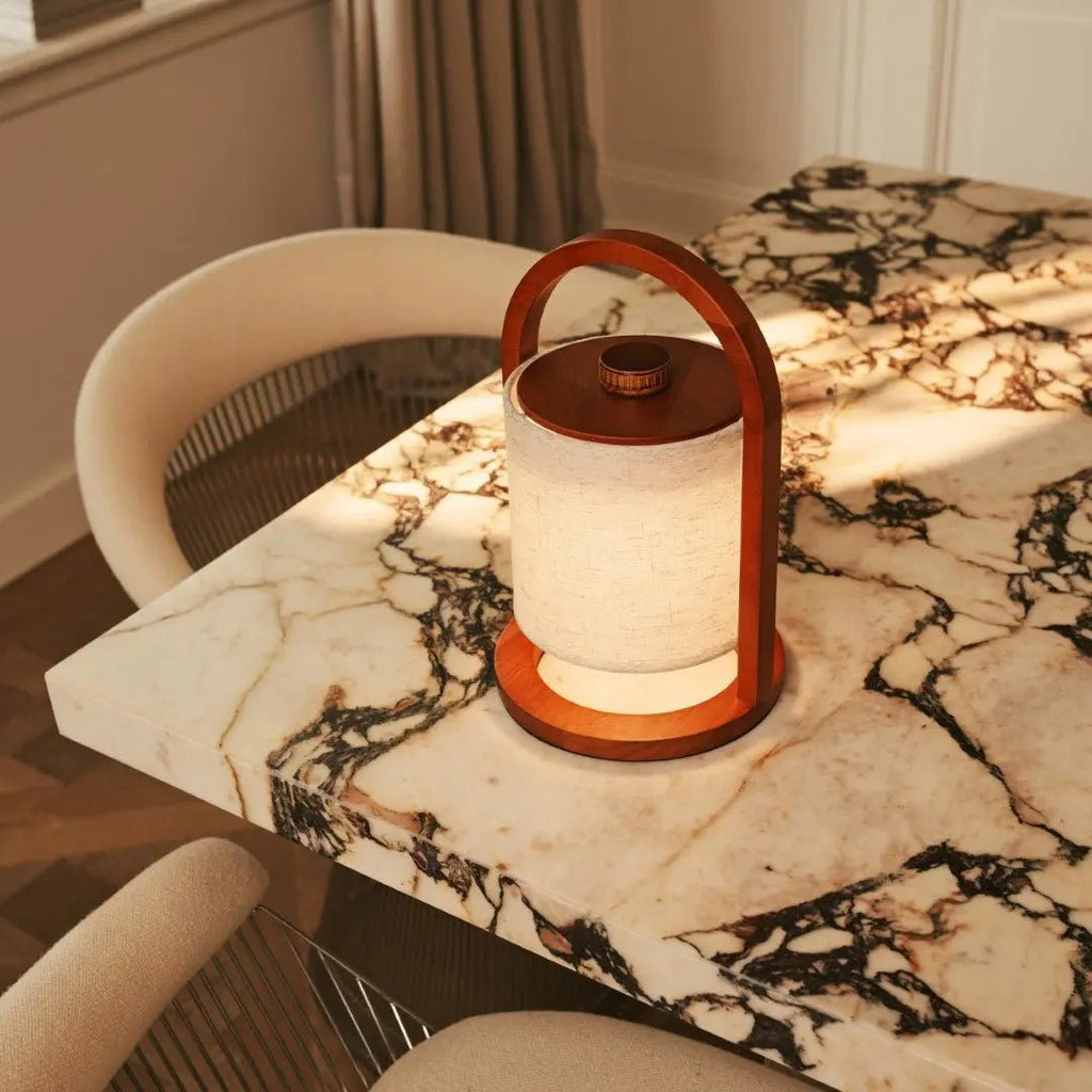 River wooden lamp USB-C charging detail