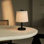 Rover black linen lamp on outdoor terrace ambient setting