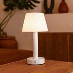 Zoe white wood rechargeable cordless table lamp