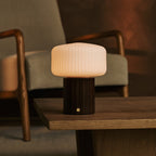 Margaux Dark Brown Wood & Glass Cordless Table Lamp
