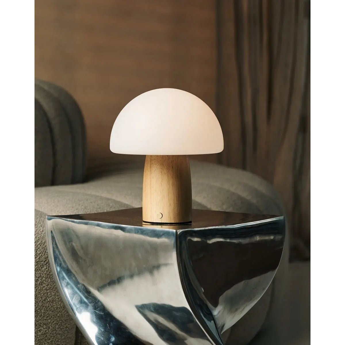 Mia light brown lamp on bedside table