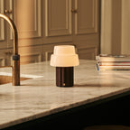 Laurent Dark Brown Wood & Glass Cordless Table Lamp