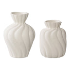 Evara white ceramic vase close-up of wavy pattern texture