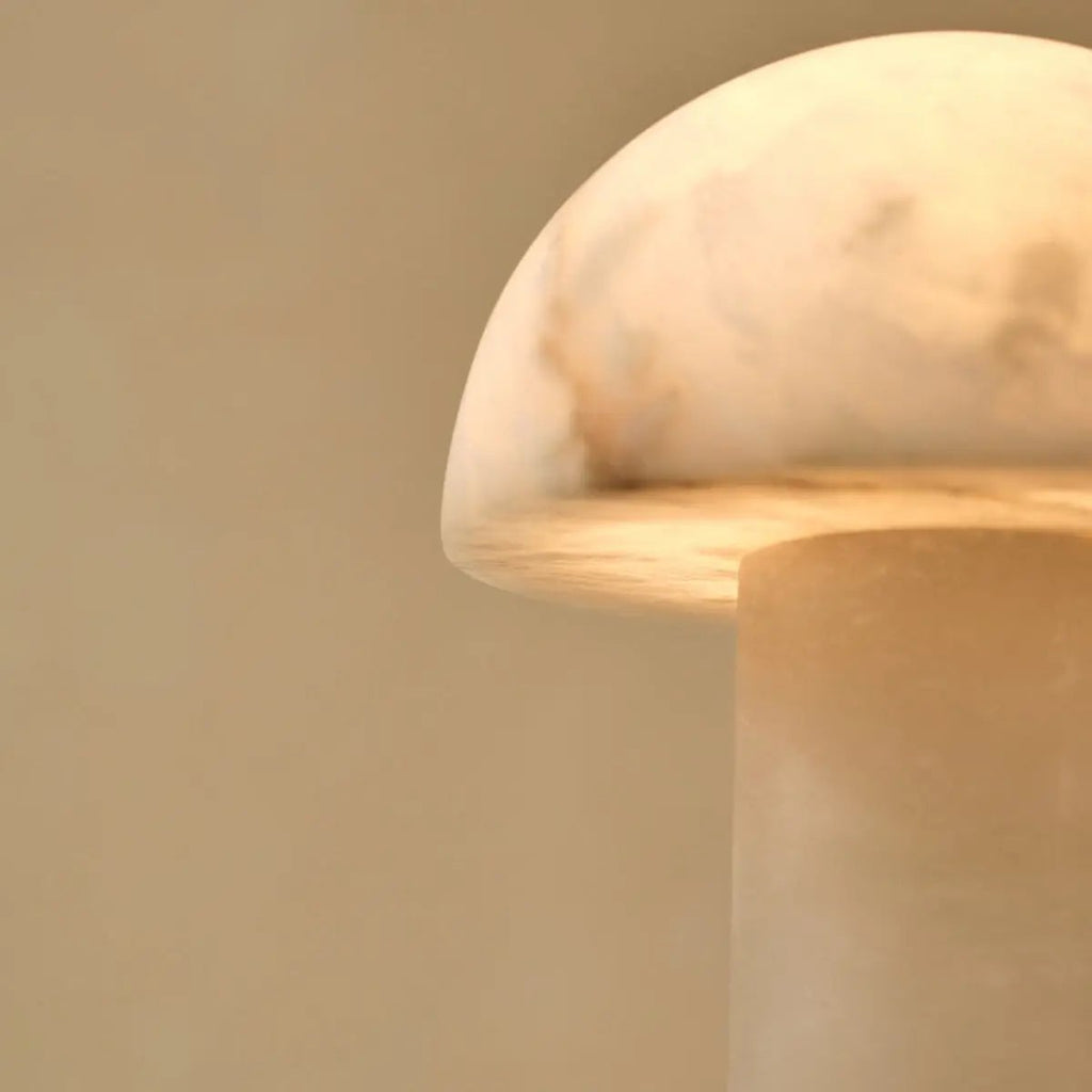 Francesco alabaster lamp full product view showing unique natural tone