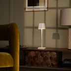 William metal lamp on outdoor covered terrace
