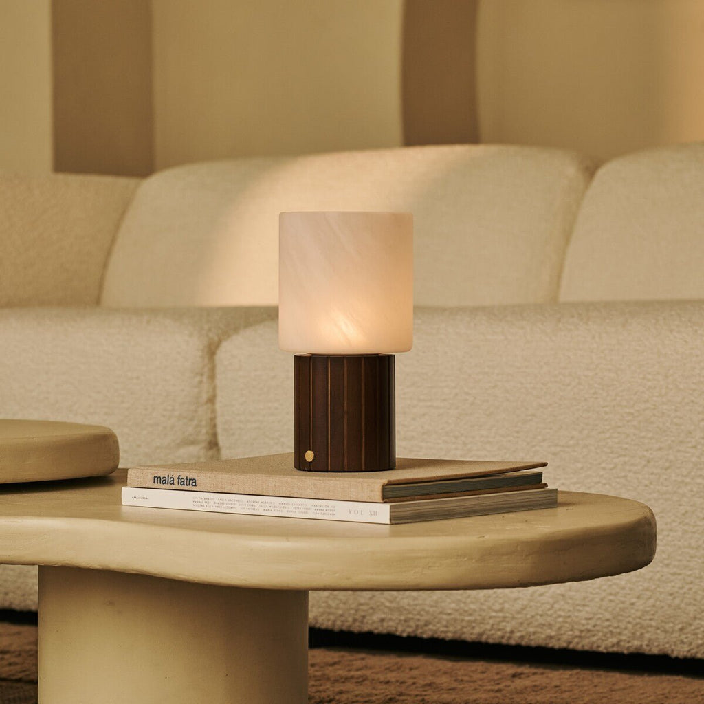 Ingmar Dark Brown Wood & Glass Cordless Table Lamp
