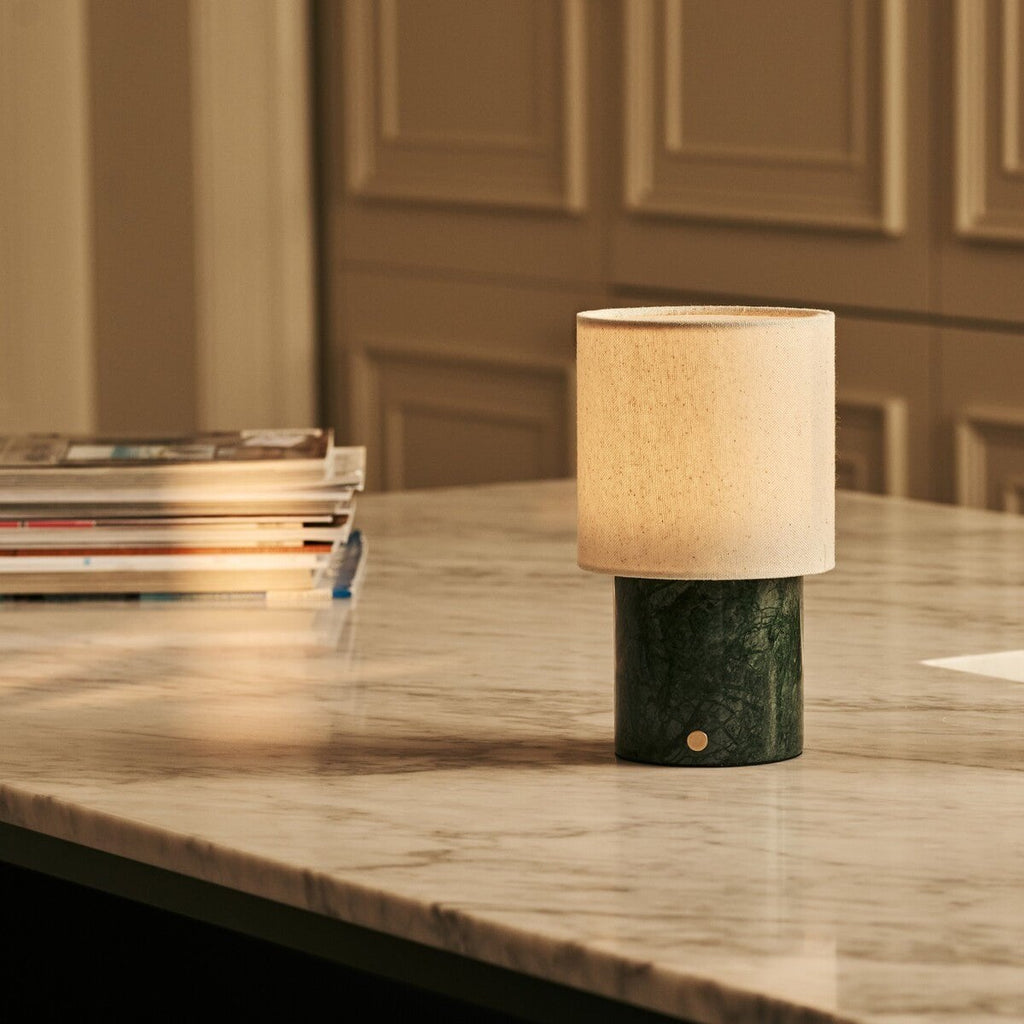 Dou marble lamp warm ambient glow in living room