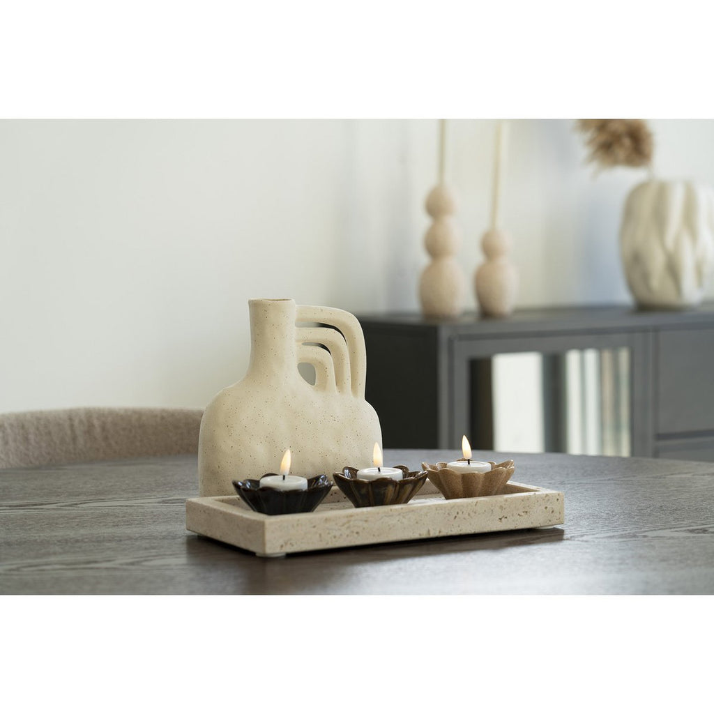 Elara ceramic vase side view showing sculptural handle design