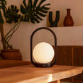 Skye dark brown wood cordless rechargeable table lamp