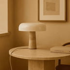 Emily table lamp close-up of travertine texture and porous surface