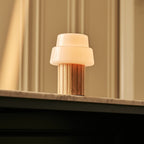 Lio Light Brown Wood & Glass Cordless Table Lamp