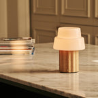 Laurent Light Brown Wood & Glass Cordless Table Lamp