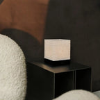 Zano cordless lamp detail of linen shade texture