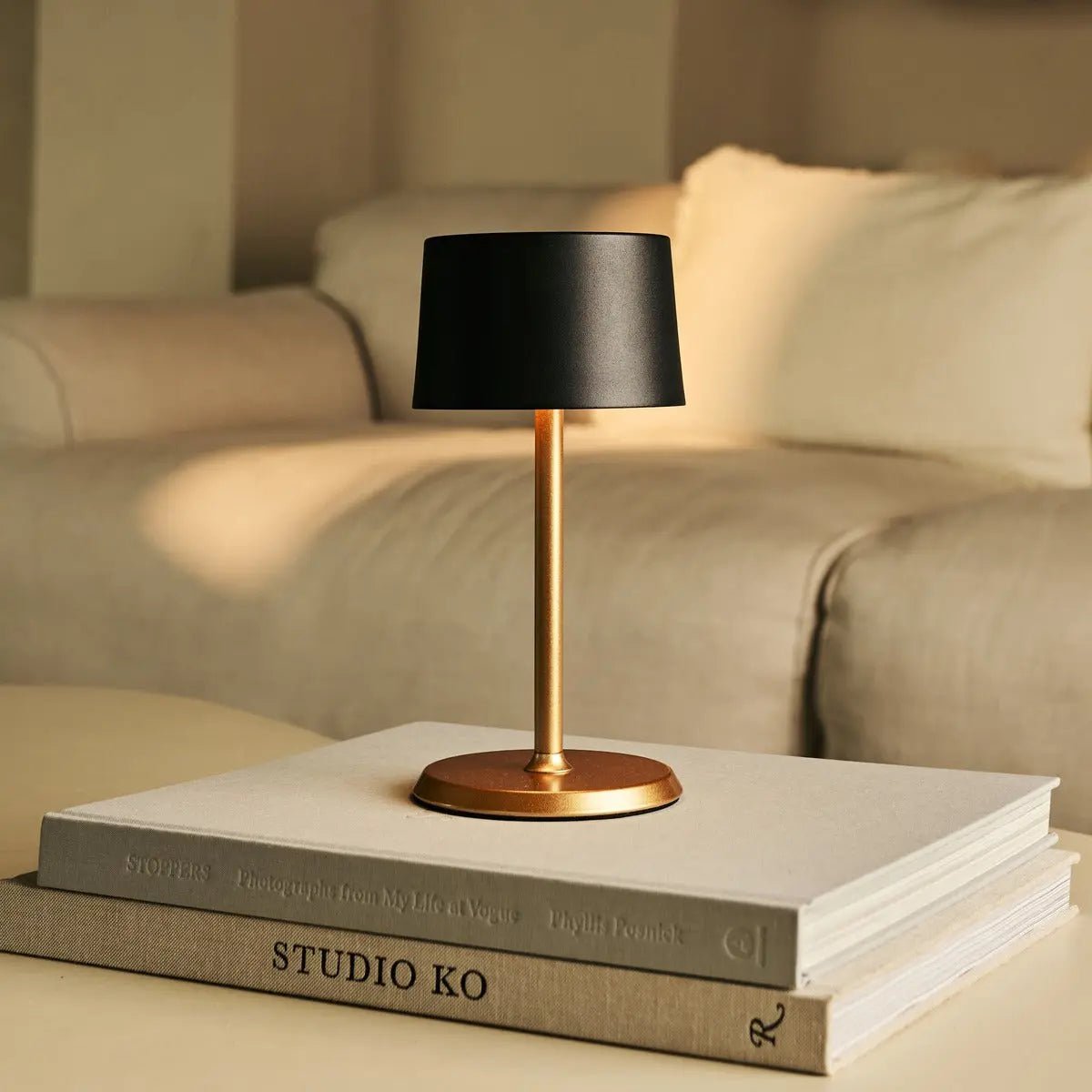 David Black & Gold Rechargeable Table Lamp 2-in-1