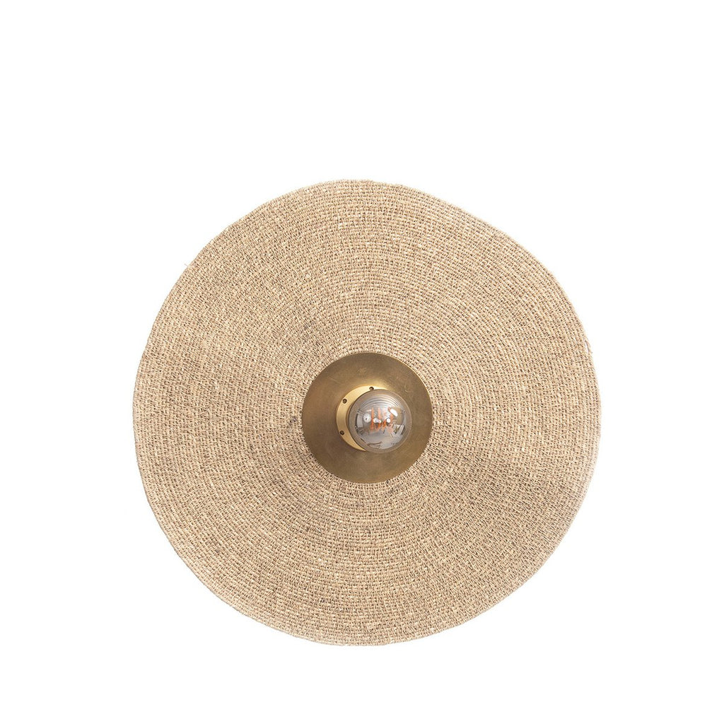 Let's Groove Natural Brass Woven Grass Wall Lamp