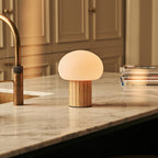 Pieter Light Brown Wood & Glass Cordless Table Lamp