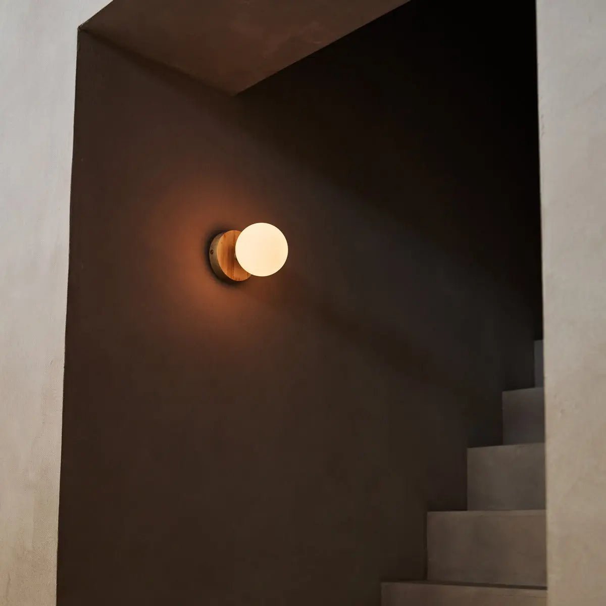Richella wall lamp detail of matte glass shade diffused light