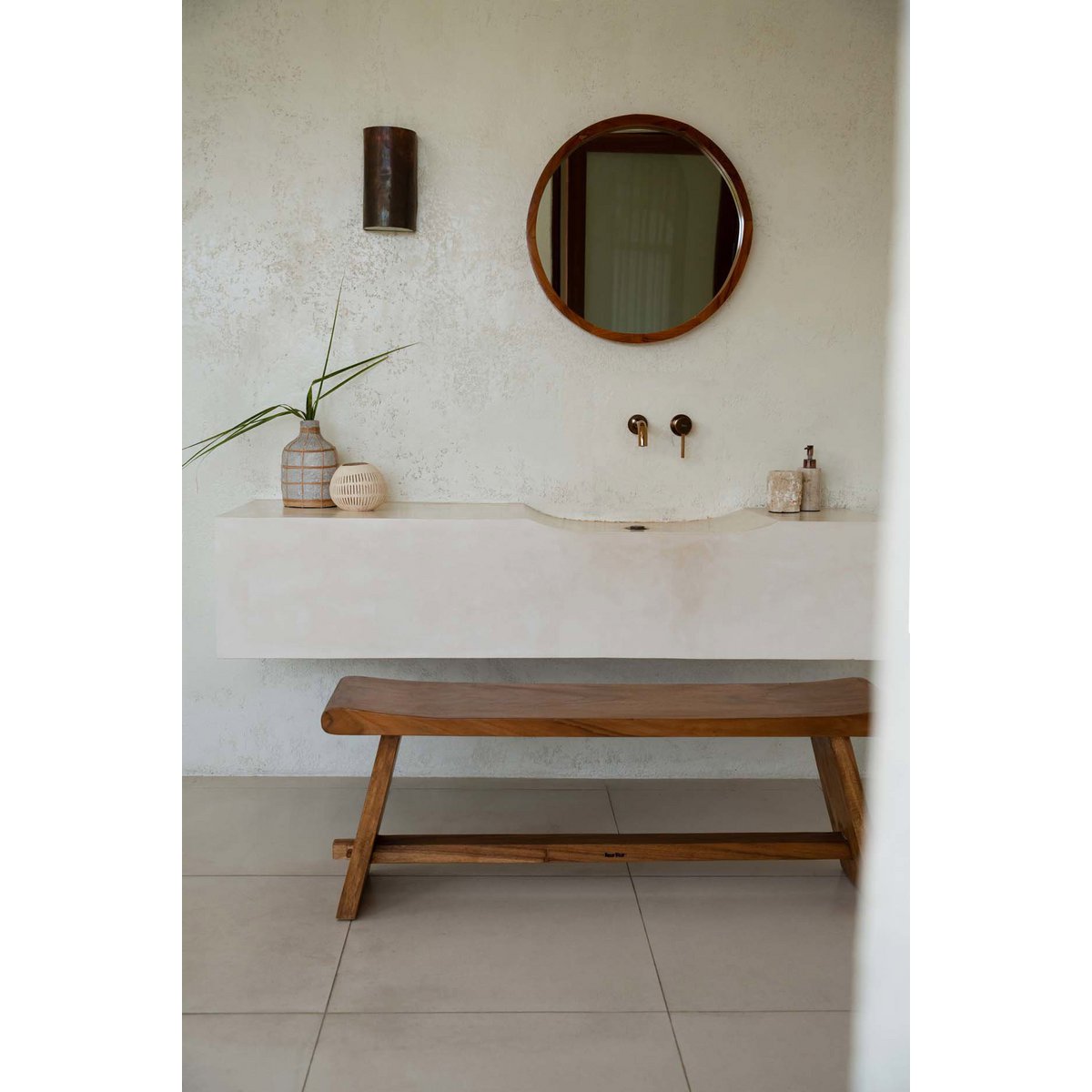Whoopy Natuurlijke Beton & Rotan Vaas