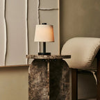 Rover rechargeable lamp linen-mix shade warm ambient glow