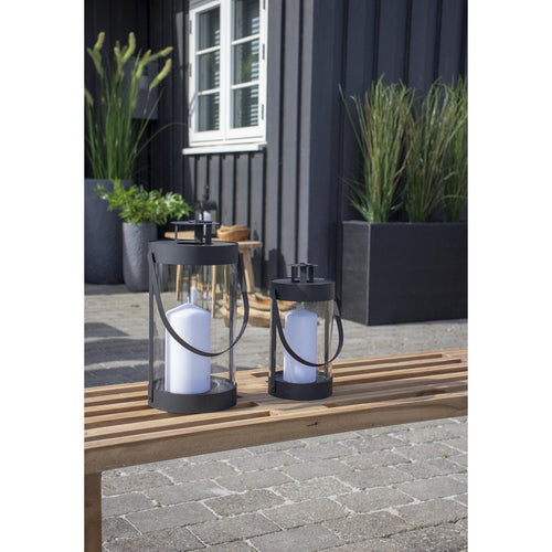 Bondi Black Steel & Glass Lanterns – Set of 2