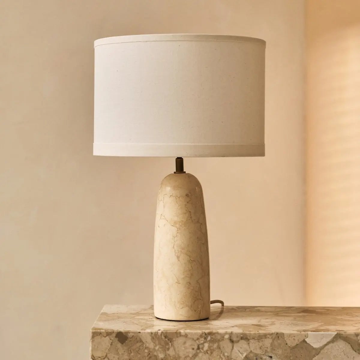 Valencia cotton shade lamp warm diffused glow in living room