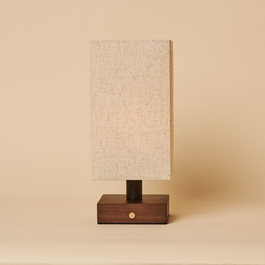 Bob Dark Brown Wood & Linen Cordless Table Lamp