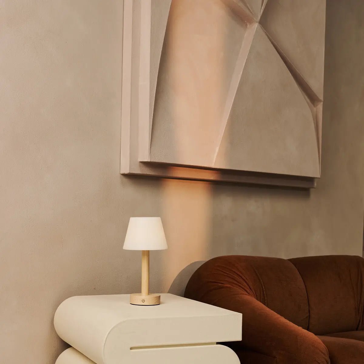 Zoe rechargeable table lamp in bedroom bedside use