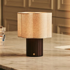 Bianca Dark Brown Wood & Linen Cordless Table Lamp