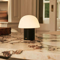 Yannick wood frosted glass rechargeable cordless table lamp