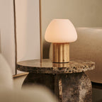 Sophie Light Brown Wood & Glass Cordless Table Lamp