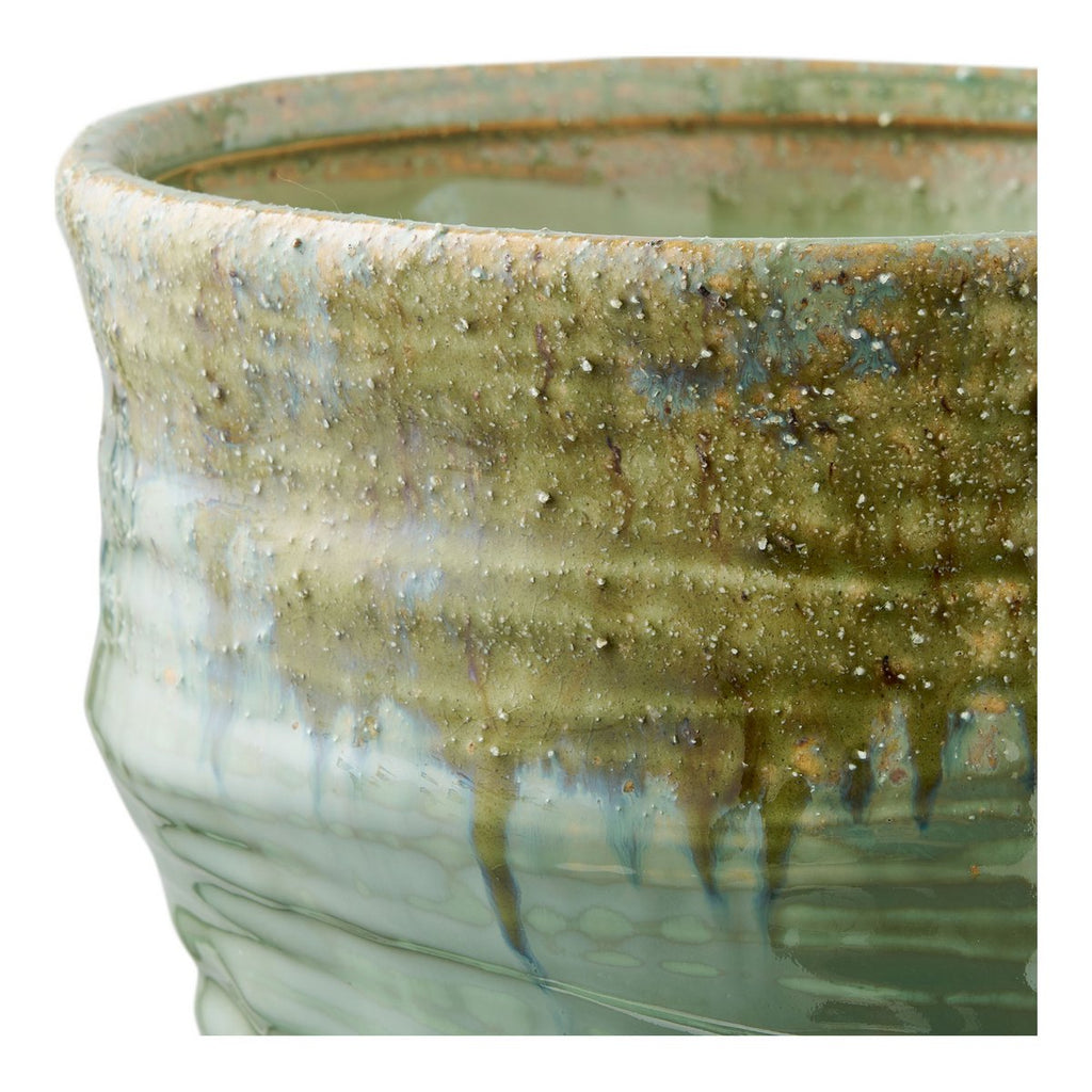 Verdant ceramic vase handcrafted detail showing unique character