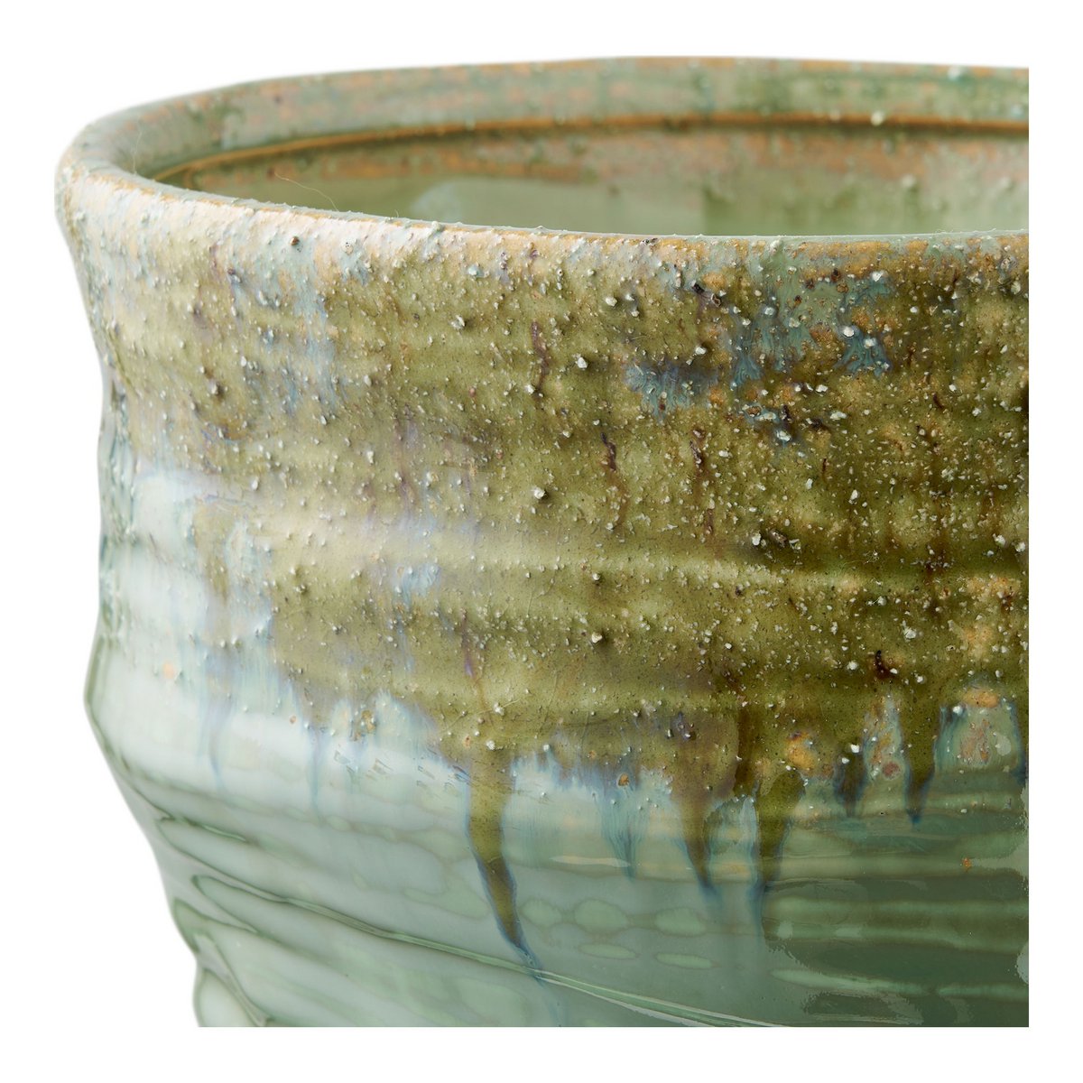 Verdant ceramic vase handcrafted detail showing unique character