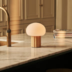 Jord Light Brown Wood & Glass Cordless Table Lamp