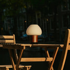Fynn Dark Brown Wood & Glass Cordless Table Lamp