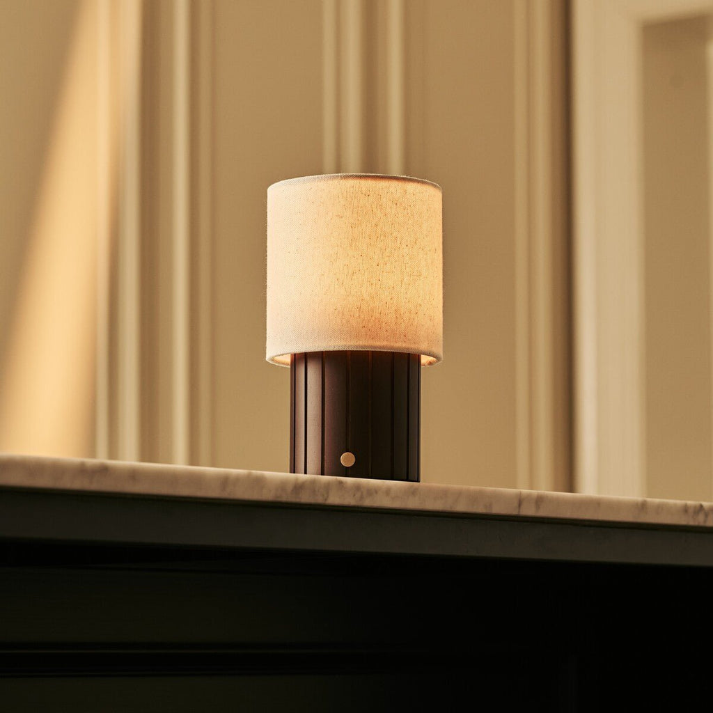 Donnée Dark Brown Wood & Linen Cordless Table Lamp