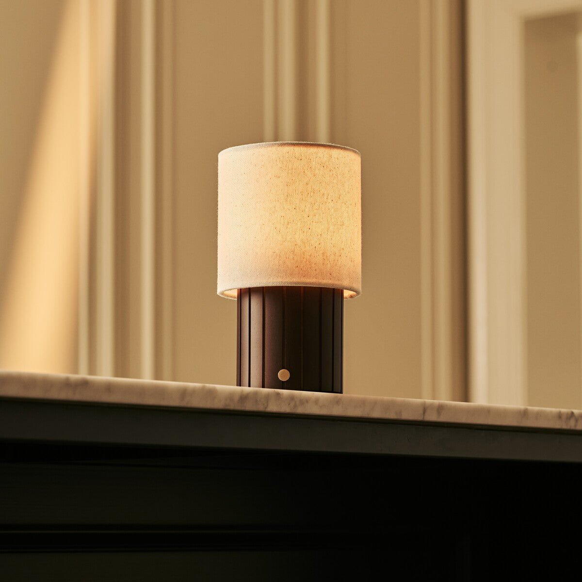 Donnée Dark Brown Wood & Linen Cordless Table Lamp