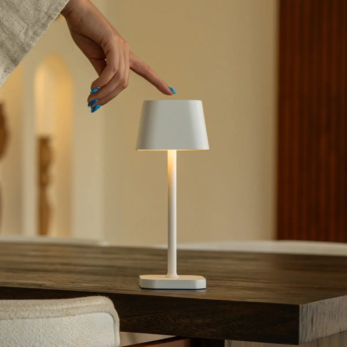 Ava rechargeable lamp full product view on white background