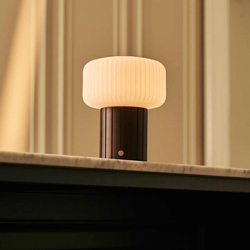 Margaux Dark Brown Wood & Glass Cordless Table Lamp