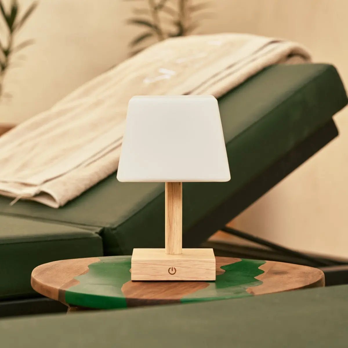 Tommy cordless lamp in bedroom on bedside table