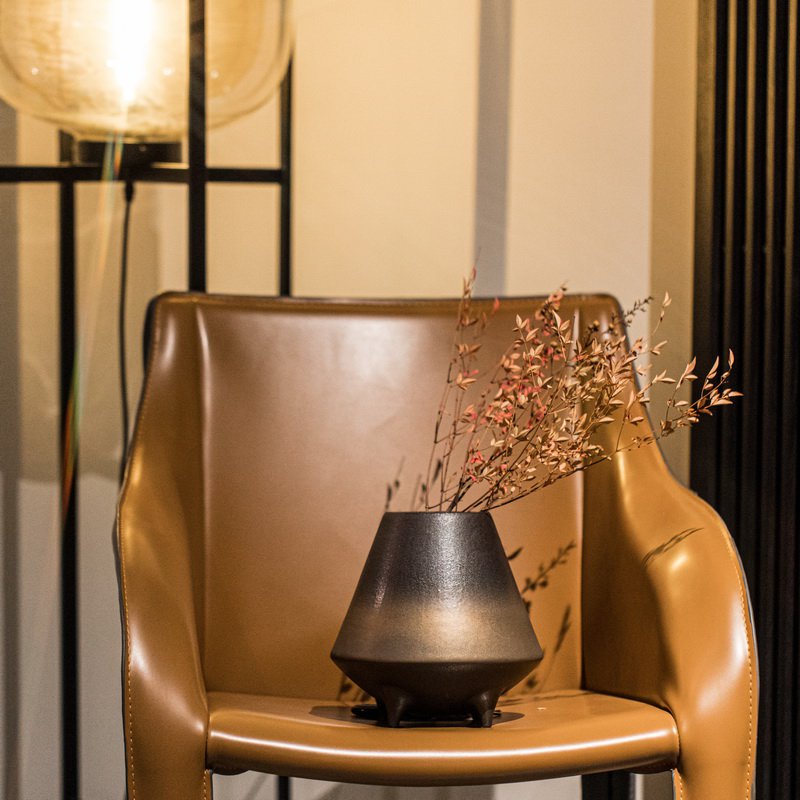 Otaru Bronze-to-Black Ceramic Sculptural Vase