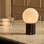 Wim Dark Brown Wood & Glass Cordless Table Lamp