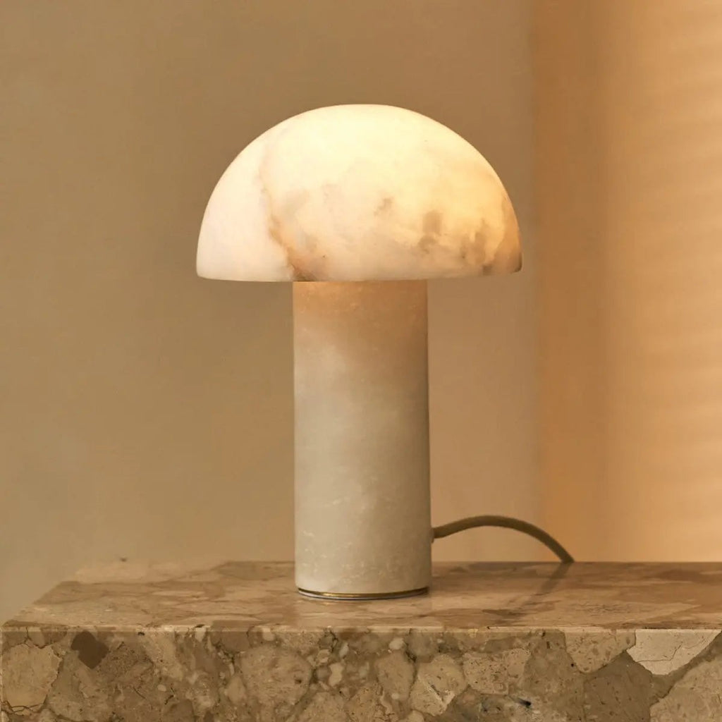 Francesco alabaster cordless table lamp warm translucent glow