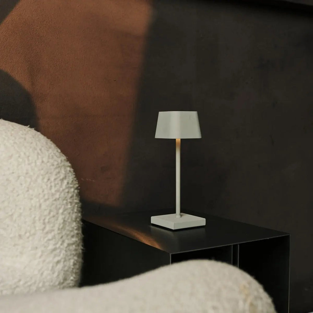 Sarphati shadow grey metal lamp side view showing cylindrical form