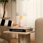 Jape metal lamp side view showing angled shade and base