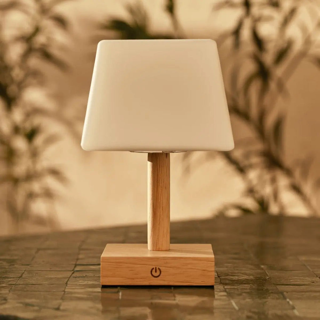 Tommy wood glass lamp in dining room ambient setting