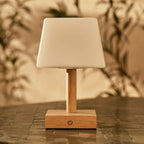 Tommy wood glass lamp in dining room ambient setting