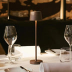Vondel lamp detail of matte mocha brown metal texture