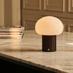 Pieter Dark Brown Wood & Glass Cordless Table Lamp