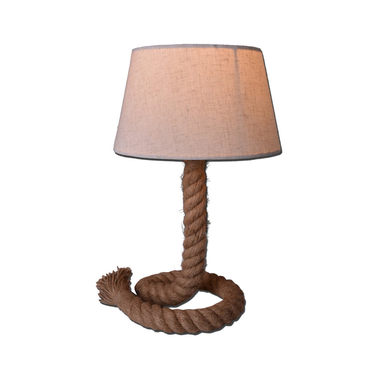 Touw Natural Rope & White Textile Table Lamp – Large